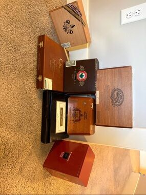 Assorted 7 Cigar Boxes - Brown Multi